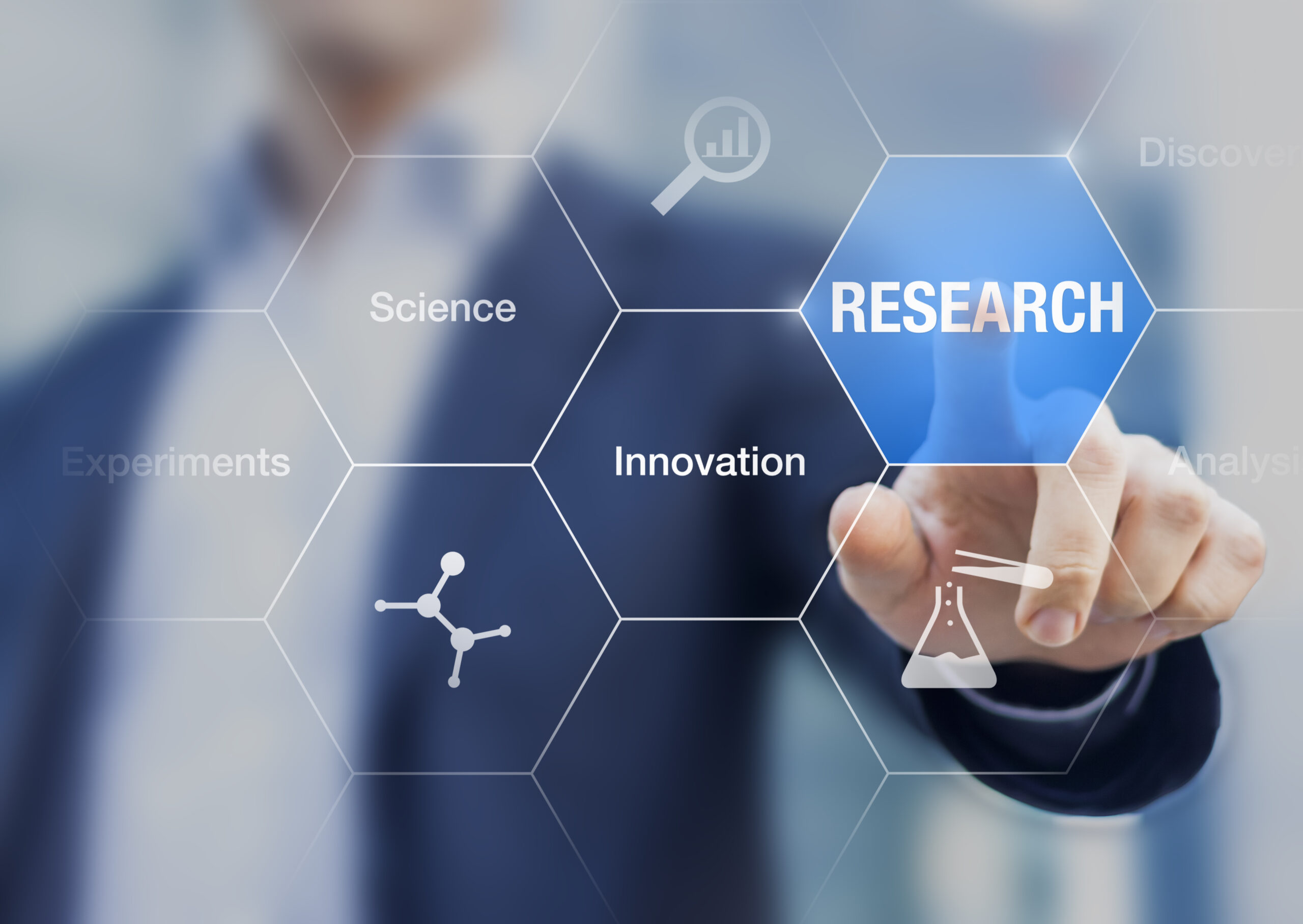 Businessman presenting concept about research